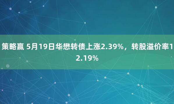 策略赢 5月19日华懋转债上涨2.39%，转股溢价率12.19%